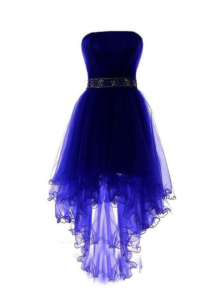 Royal Blue Tulle High Low Scoop Homecoming Dresses, Blue Party Dress,H ...