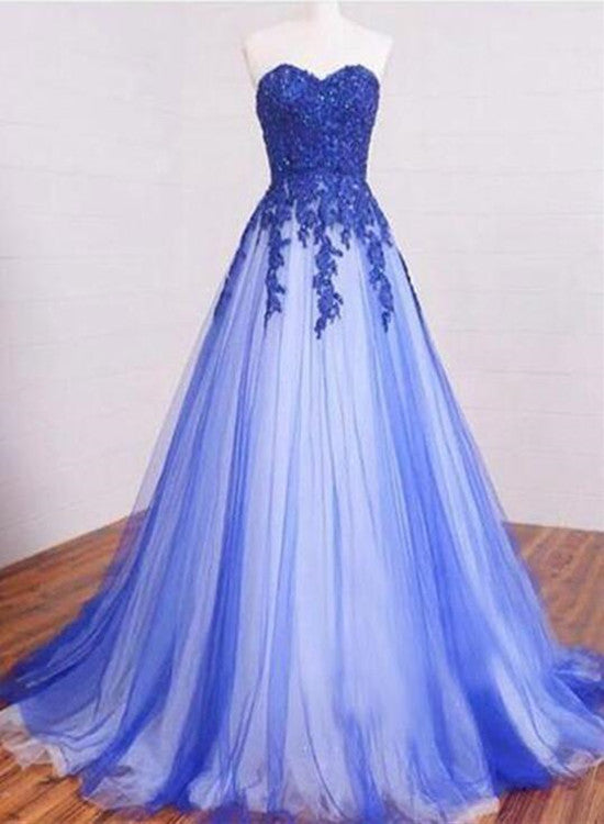 Gorgeous Blue Tulle Party Gowns, Blue Prom Dress , Formal Dresses