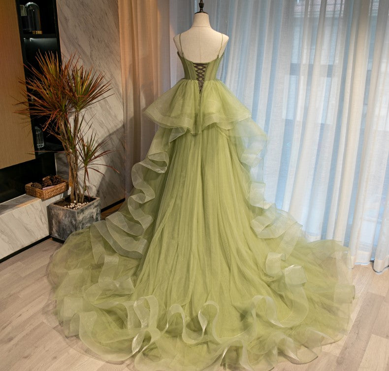 Beautiful Light Green Sweetheart Layers Princess Formal Gown, Green Tu ...