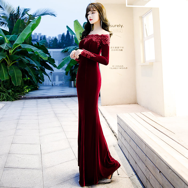 party dresses in velvet Estelle Luxe Dress The gathered fabric at the hip creates a defined waistline and a subtle leg slit Velvet Dresses & Gowns for
