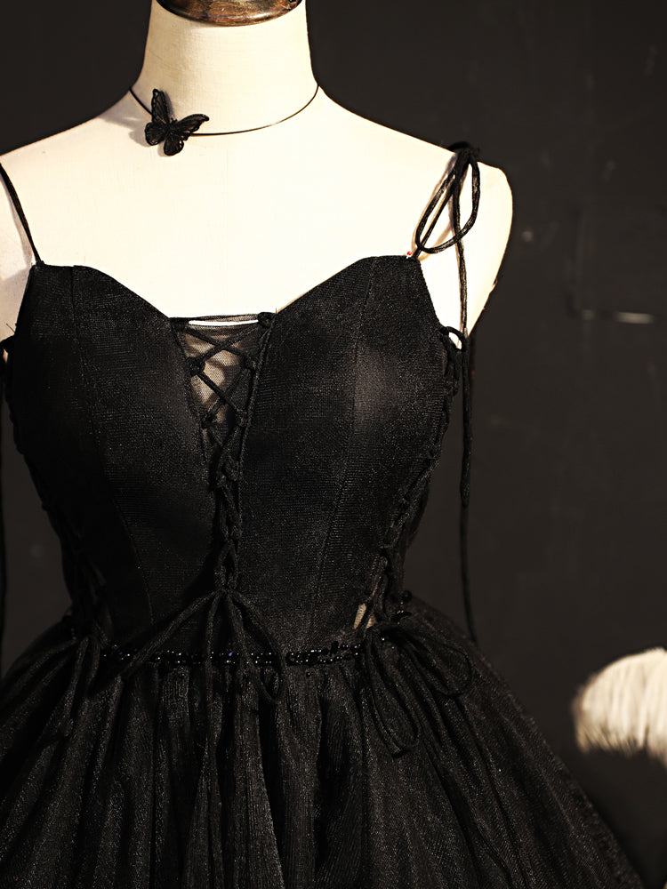 Black Straps Tulle Short Homecoming Dress Prom Dress, Little Black Par Cutedressy Black Straps Tulle Short Homecoming Dress Prom Dress, Little Black Par Cutedressy
