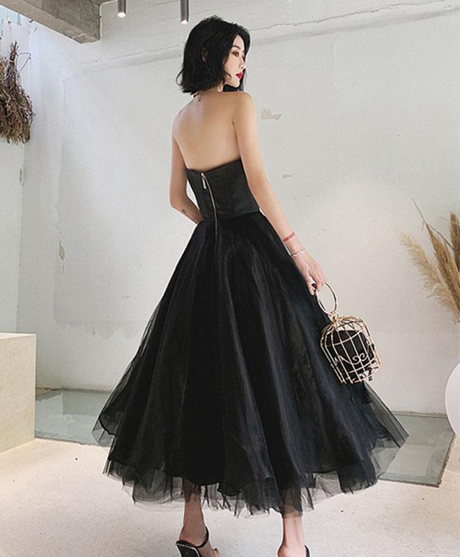 Black Tea Length Scoop Simple Tulle Homecoming Dress, Black Party Dres Cutedressy Black Tea Length Scoop Simple Tulle Homecoming Dress, Black Party Dres Cutedressy