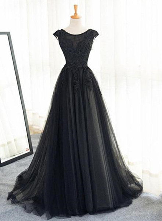 Beautiful Black Tulle Evening Party Dress, Black Party Dress , Formal Dress
