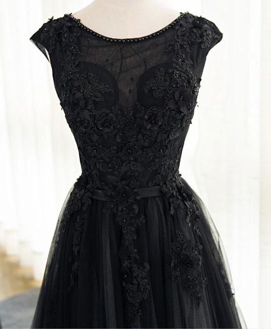 Beautiful Black Tulle Evening Party Dress, Black Party Dress , Formal Dress