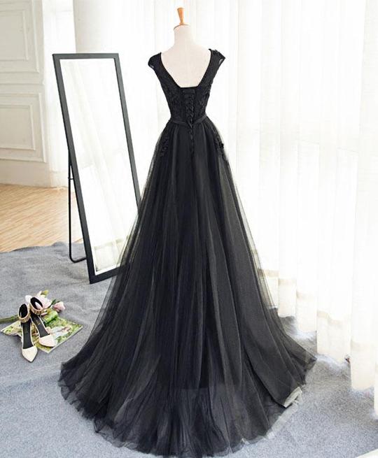 Beautiful Black Tulle Evening Party Dress, Black Party Dress , Formal Cutedressy Beautiful Black Tulle Evening Party Dress, Black Party Dress , Formal Cutedressy