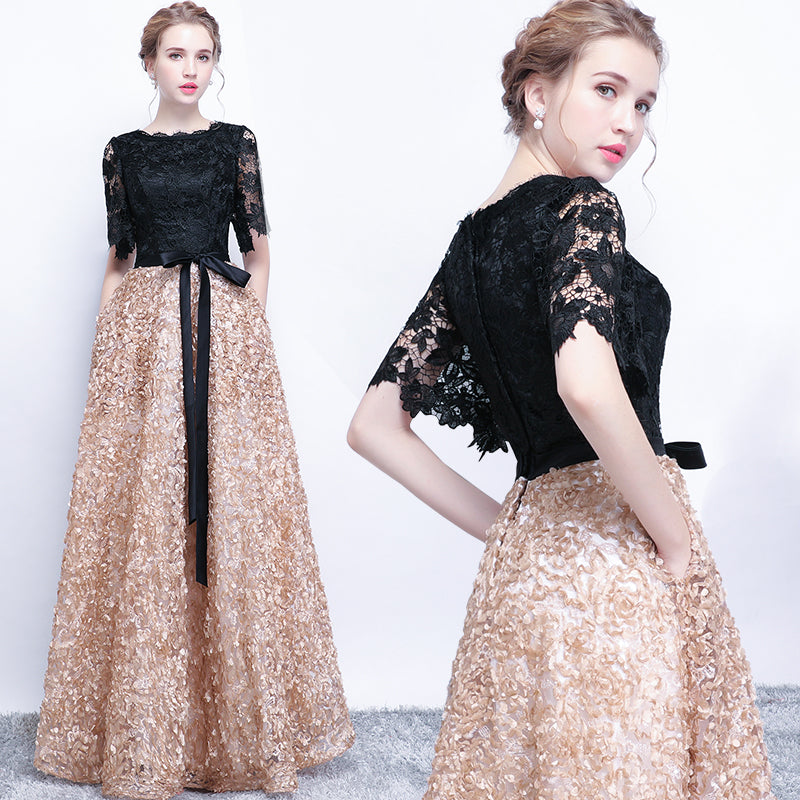 black and champagne bridesmaid dresses Bridal Party in Black and Champagne