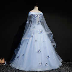 Beautiful Light Blue Ball Gown Lace-up Party Dress, Blue Prom Dress 2021