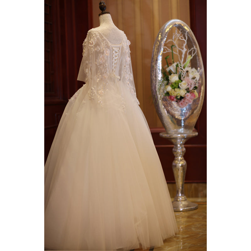 Charming Beautiful Ivory Tulle with Flowers Long Wedding Party Dress ...