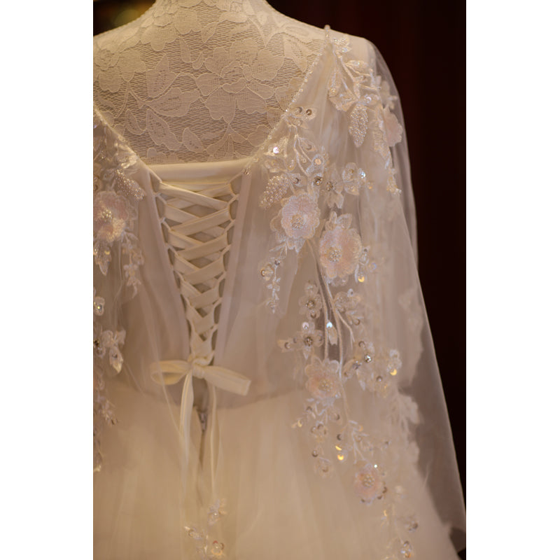 Charming Beautiful Ivory Tulle with Flowers Long Wedding Party Dress ...