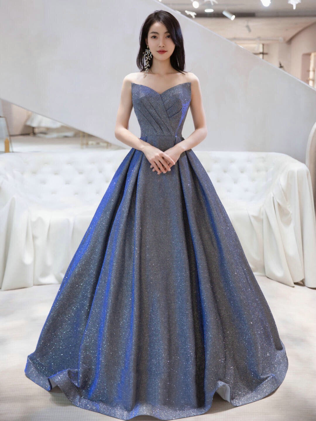 Charming V-neckline Sequins Long Simple Party Dresss, New Shiny Prom Dress Formal Dress