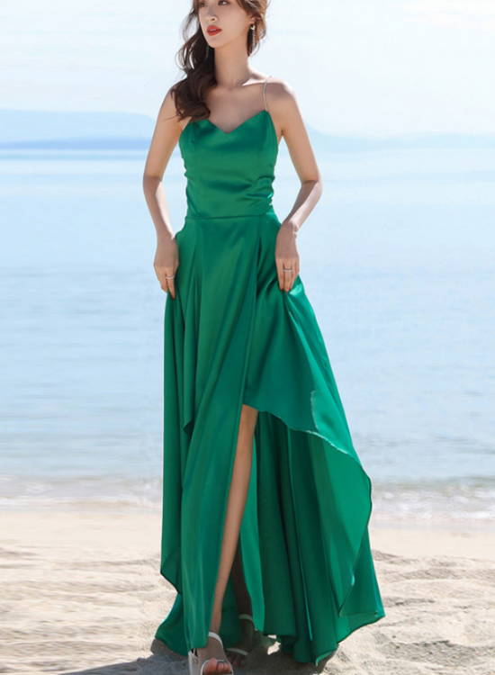 Chic Green High Low Homecoming Dress Wedding Party Dress, Simple Green Cutedressy Chic Green High Low Homecoming Dress Wedding Party Dress, Simple Green Cutedressy