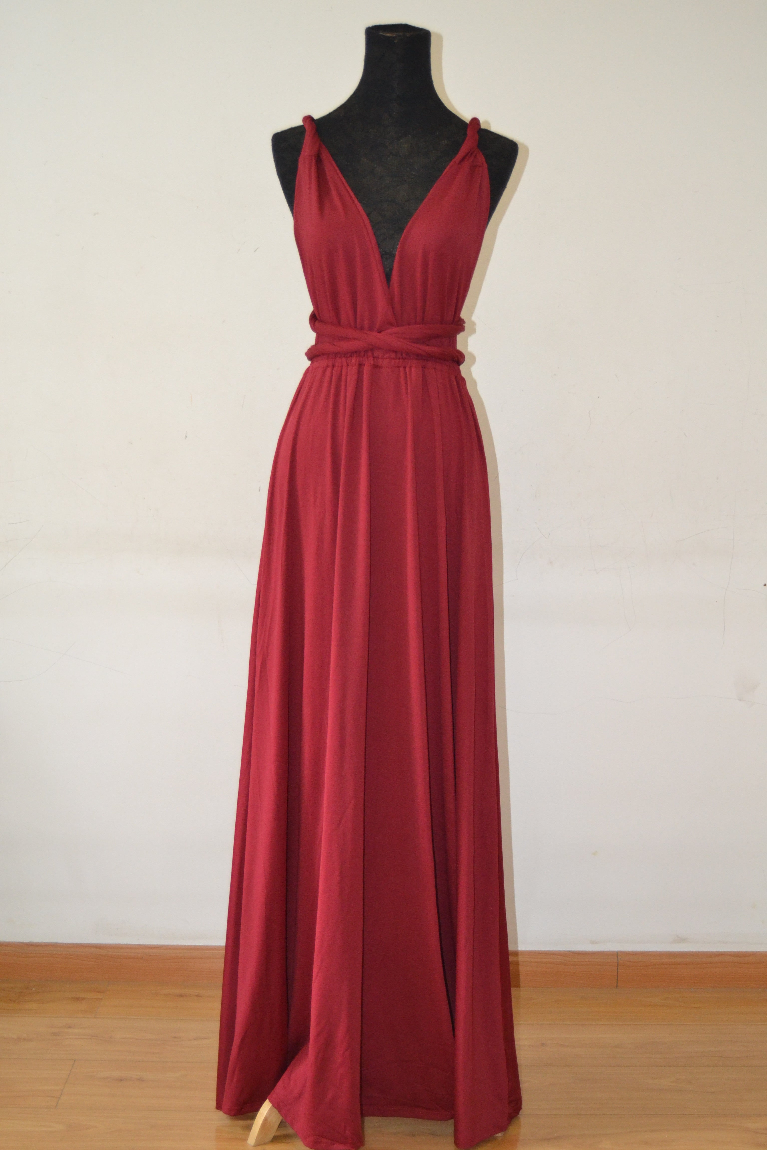 New Spandex Wine Red Multi Way Bridesmaid Dress, Women Summer Dress,Convertible Dresses