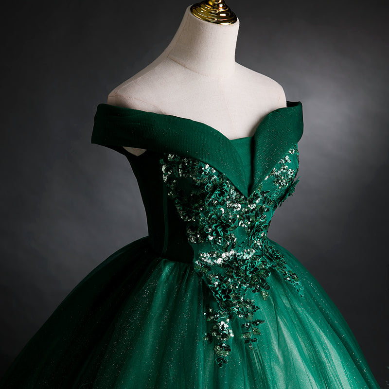 Dark Green Sweetheart Off Shoulder Long Party Dress with Lace Applique Cutedressy Dark Green Sweetheart Off Shoulder Long Party Dress with Lace Applique Cutedressy