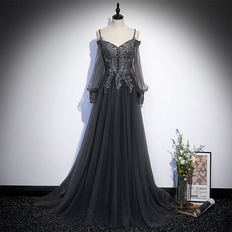 Charcoal Grey Prom Dress Dark Grey Beaded Mermaid Prom Dress 20148 Grey US14 Charcoal Grey Prom Dress Dark Grey Beaded Mermaid Prom Dress 20148 Grey US14