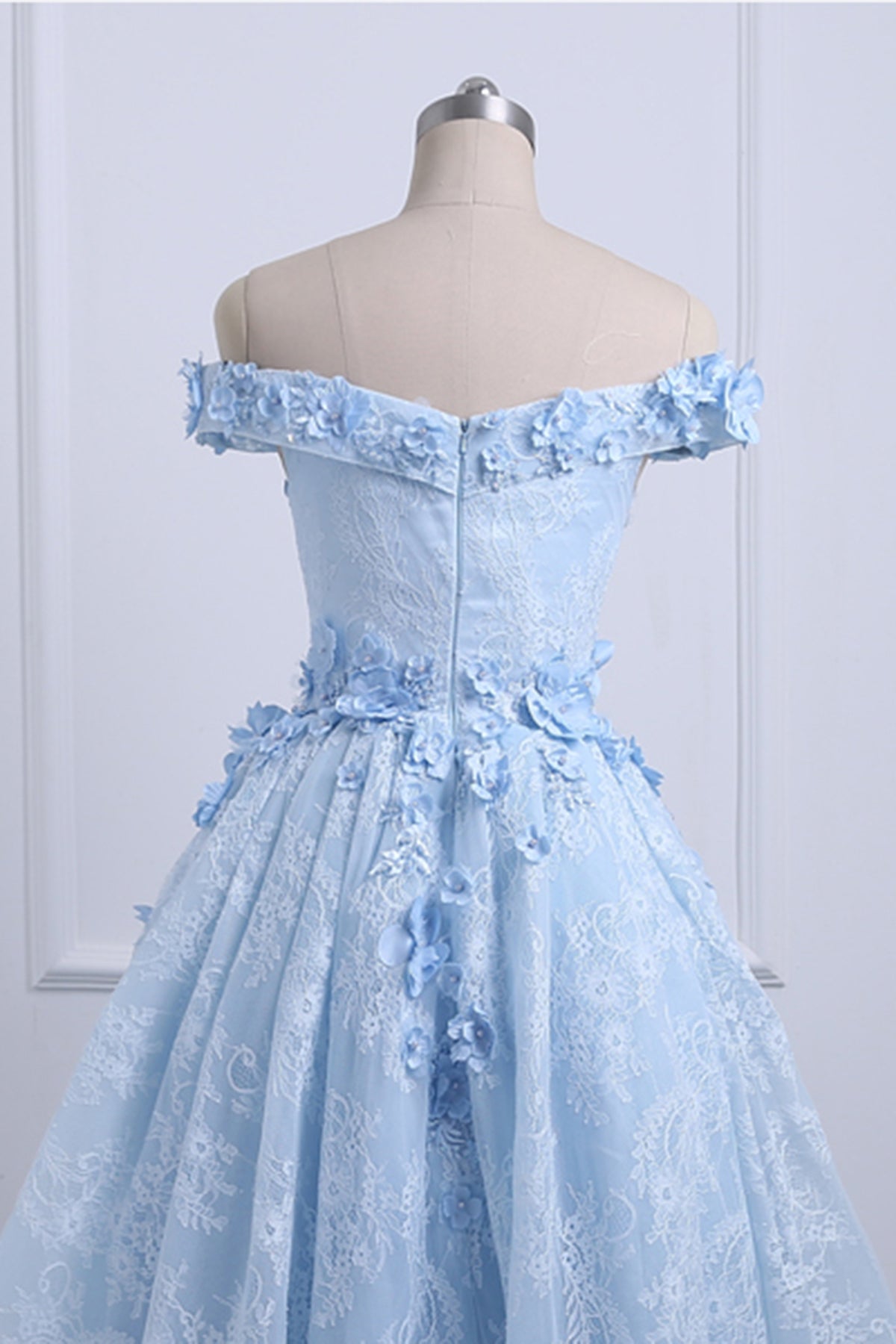 Ice Blue Off Shoulder High Low Party Dresses, Handmade Formal Gowns, P Cutedressy Ice Blue Off Shoulder High Low Party Dresses, Handmade Formal Gowns, P Cutedressy