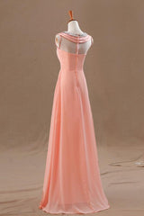 Beautiful Chiffon Simple Floor Length Wedding Party Dresses, A-line Prom Dresses, Party Dresses