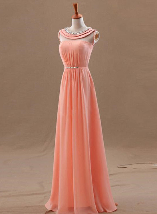 Beautiful Chiffon Simple Floor Length Wedding Party Dresses, A-line Prom Dresses, Party Dresses