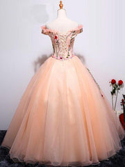 Gorgeous Light Pink Cap Sleeves Embroidery Long Formal Gown, Beautiful Sweet 16 Gowns