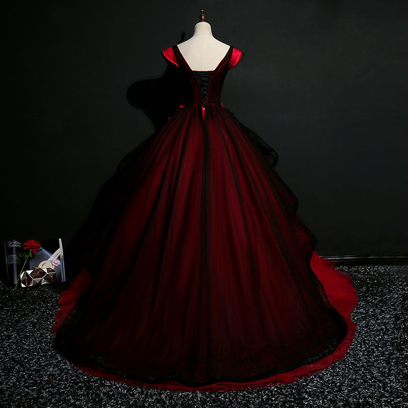 Gorgeous Black and Red Embroidery Quinceanera Dresses, Lace Applique T Cutedressy Gorgeous Black and Red Embroidery Quinceanera Dresses, Lace Applique T Cutedressy