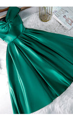 Green Satin Short Sweeetheart Off Shoulder Homecoming Dress, Green Short Party Dress Formal Dresses