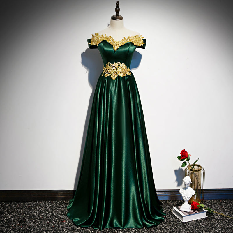 Long Green And Golden Gown Elegant Sage Lottie Gown Shop Formal