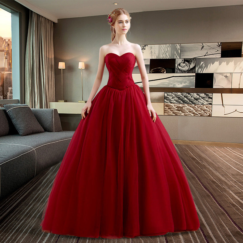 Wine Red Tulle Floor Length Ball Gown Sweet 16 Dress, Dark Red Formal Cutedressy Wine Red Tulle Floor Length Ball Gown Sweet 16 Dress, Dark Red Formal Cutedressy