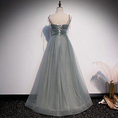 Beautiful Tulle Straps Long Party Dress Floor Length , Tulle Bridesmaid Dresses