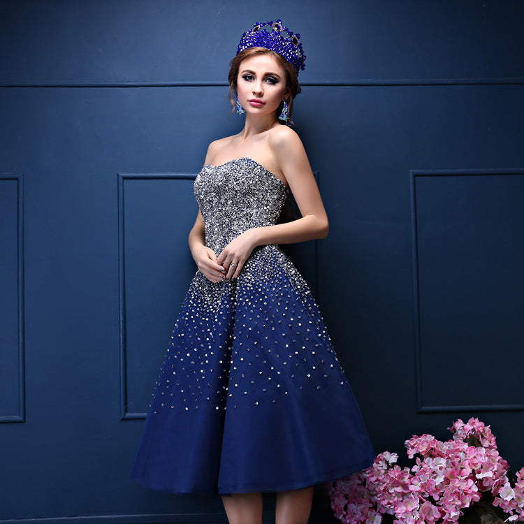 navy blue holiday party dresses Sail To Sable Anne Navy Plus Sequin Midi Dress V Neck Long Sleeve Holiday Xxxl