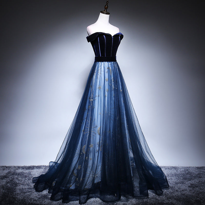 off shoulder midnight tulle prom dress Black Tulle Off Shoulder Tulle Long Prom Dress Black Evening Dress US 4 / Custom Color