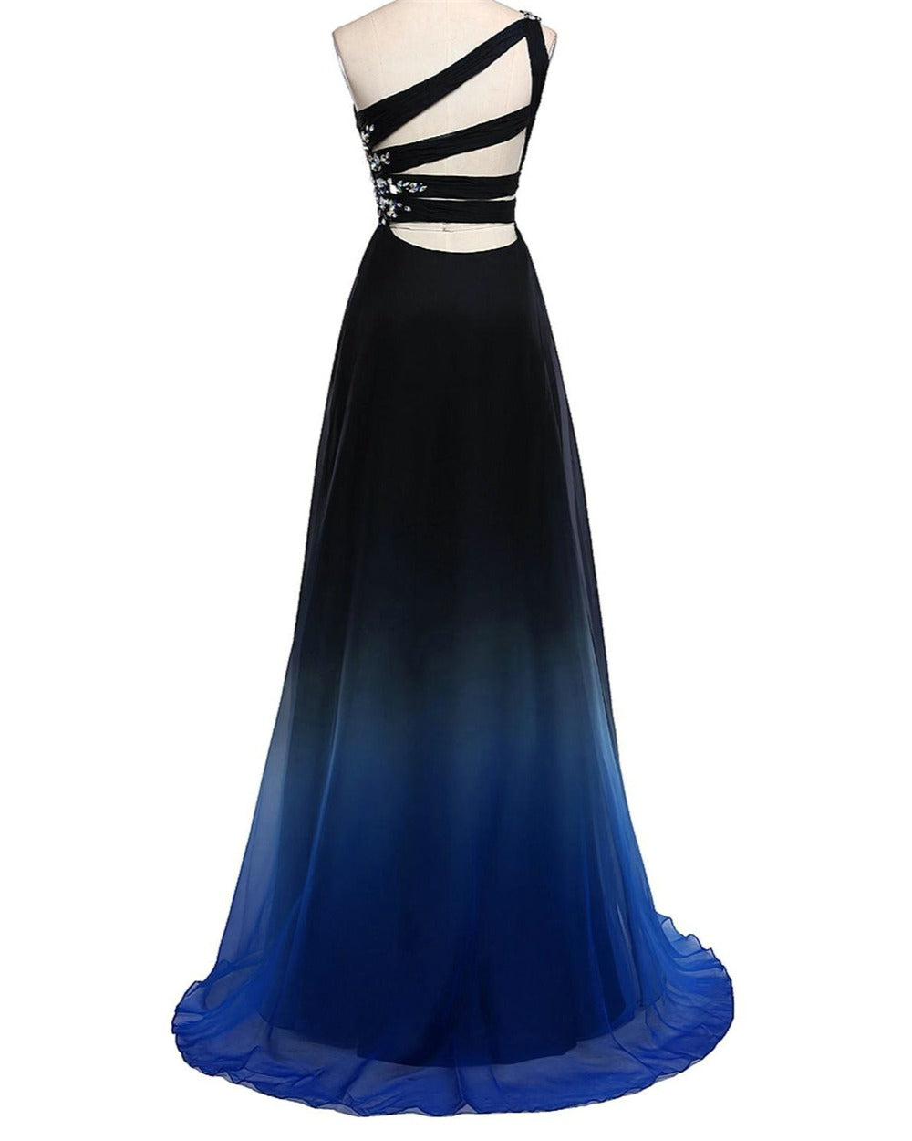 Gradient Blue One Shoulder Beaded Elegant Party Dress, Beautiful Prom Dress, Party Dress 2019