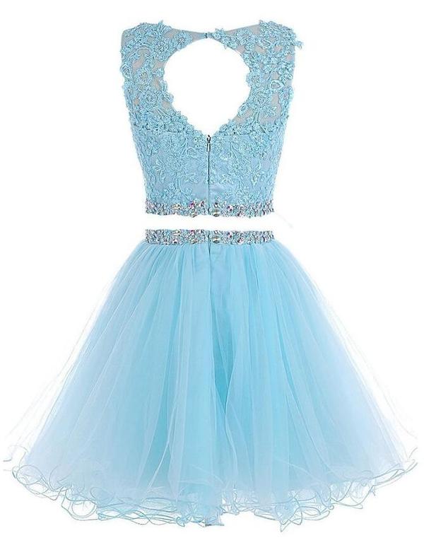 two piece homecoming dresses short Blue Sequin Navy Blue Two Piece Homecoming Dress Blue Short X-Back Sequin Homecoming Dress PromGirl