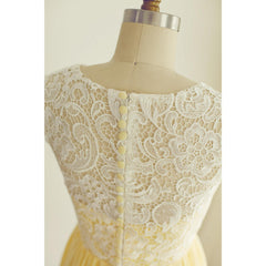 Chiffon and Lace Yellow Bridesmaid Dress, Charming Handmade Formal Dress