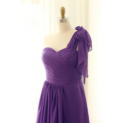Simple Purple Chiffon Sweetheart Floor Length Bridesmaid Dress, Simple Bridesmaid Dress