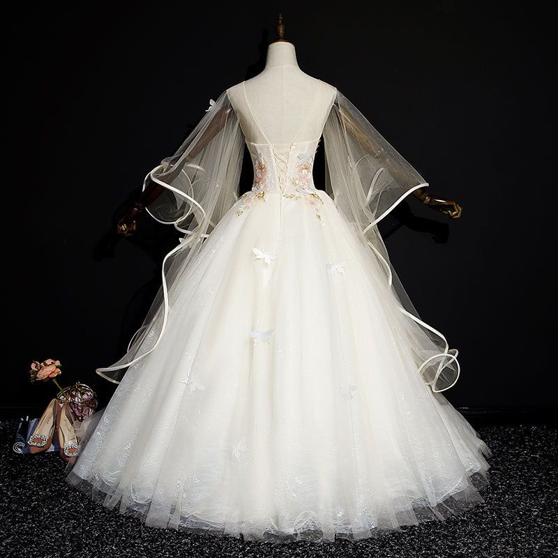 Ivory Tulle Ball Gown Sweet 16 Dresses with Lace, Glam Long Evening Go Cutedressy Ivory Tulle Ball Gown Sweet 16 Dresses with Lace, Glam Long Evening Go Cutedressy