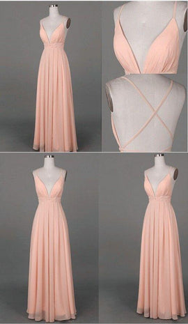 Sexy Spaghetti Straps A-line Prom Dress Chiffon, Beautiful Prom Gown