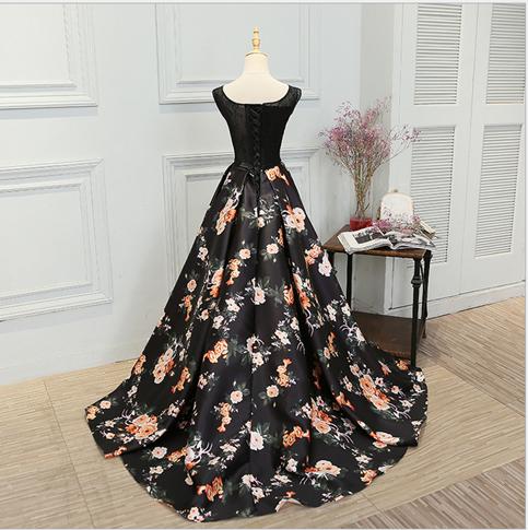Black Floral Prom Gown, Prom Dress , Party Dresses for Sale Cutedressy Black Floral Prom Gown, Prom Dress , Party Dresses for Sale Cutedressy