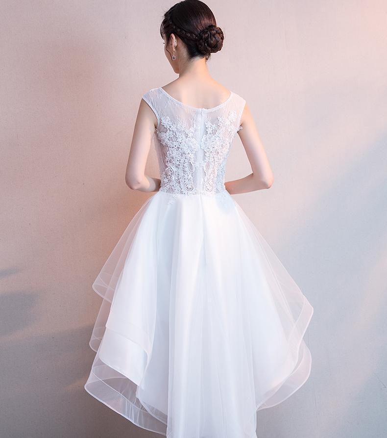 White High Low Graduation Dress , Tulle and Lace Party Dresses Cutedressy White High Low Graduation Dress , Tulle and Lace Party Dresses Cutedressy