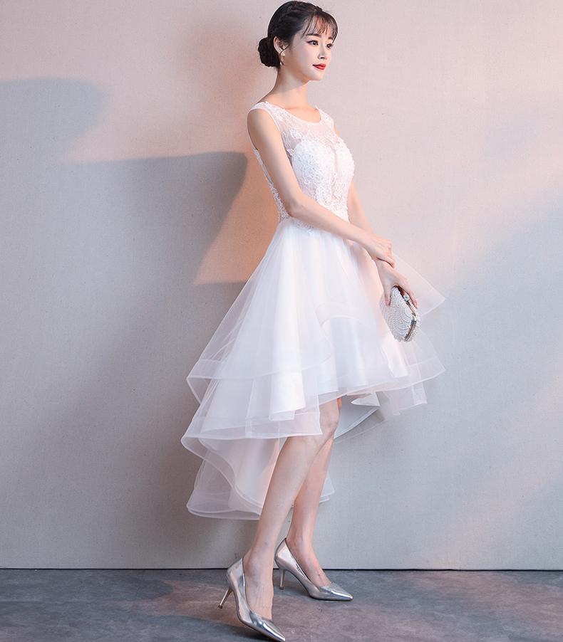 White High Low Graduation Dress , Tulle and Lace Party Dresses Cutedressy White High Low Graduation Dress , Tulle and Lace Party Dresses Cutedressy