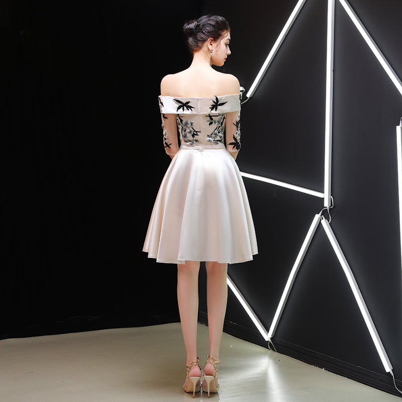 YWXYMGE Knee-Length Satin Off-Shoulder Dress - Light Blue, Junior Prom, Homecoming, Cocktail Party - View #14