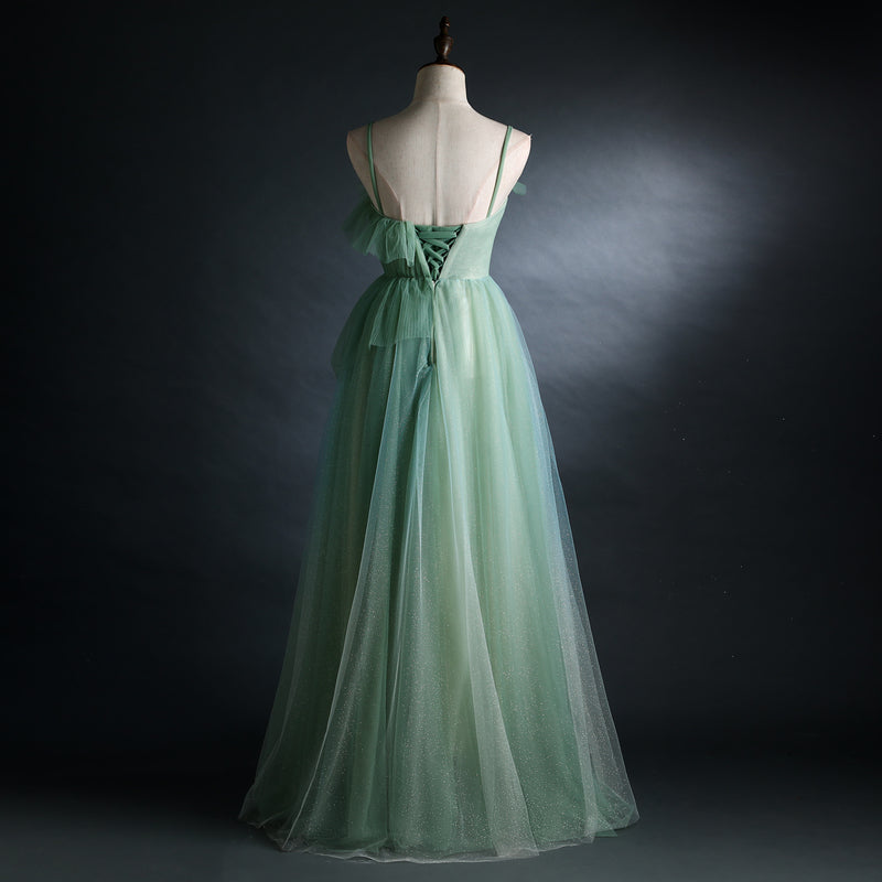 Light Green Straps Tulle Floor Length A-line Prom Dress, Tulle Scoop P Cutedressy Light Green Straps Tulle Floor Length A-line Prom Dress, Tulle Scoop P Cutedressy