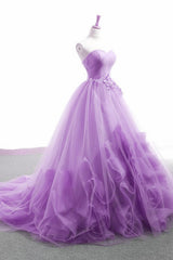 Light Purple Sweetheart Tulle Ball Gown Princess New Style Formal Dress, Purple Party Dress