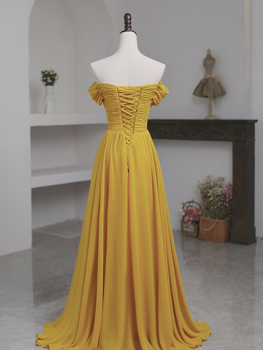Spaghetti Straps Light Yellow Long Prom Dress – daisystyledress