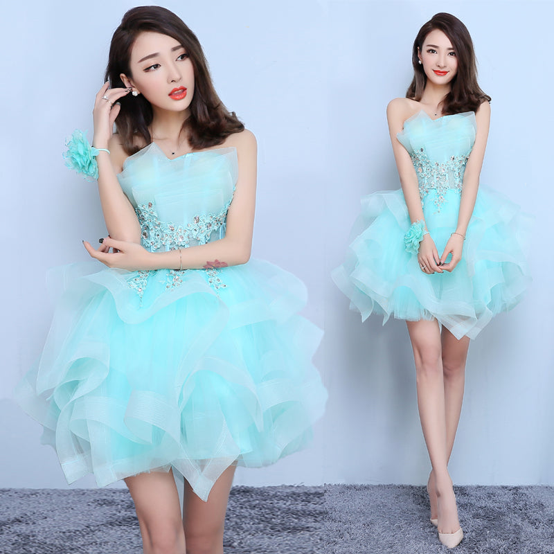 Lovely Mint Green Tulle Short Party Dresses Formal Dress, Cute Short Homecoming Dresses