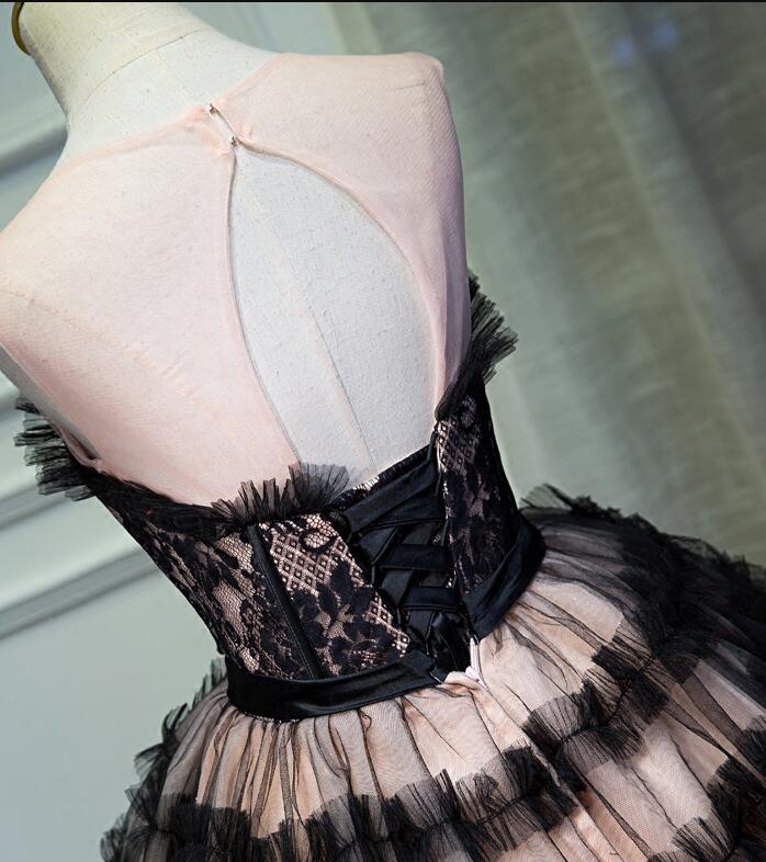 Lovely Pink and Black Short Party Dress with Bow, Cute Black Homecomin Cutedressy Lovely Pink and Black Short Party Dress with Bow, Cute Black Homecomin Cutedressy