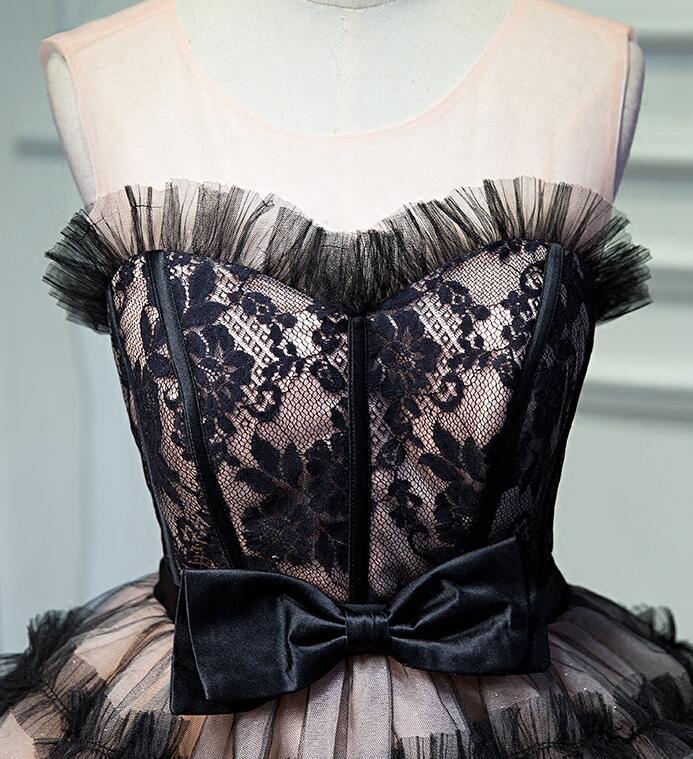 Lovely Pink and Black Short Party Dress with Bow, Cute Black Homecomin Cutedressy Lovely Pink and Black Short Party Dress with Bow, Cute Black Homecomin Cutedressy