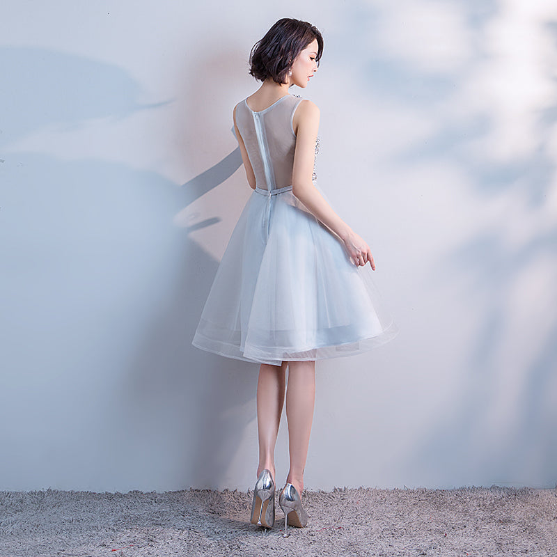 Lovely Sliver Grey Sequins Short Tulle Prom Dress Homecoming Dress, Gr Cutedressy Lovely Sliver Grey Sequins Short Tulle Prom Dress Homecoming Dress, Gr Cutedressy