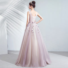 Lovely V-neckline Floral Lace A-line Elegant Wedding Party Dress, Charming Prom Dress Party Dresses