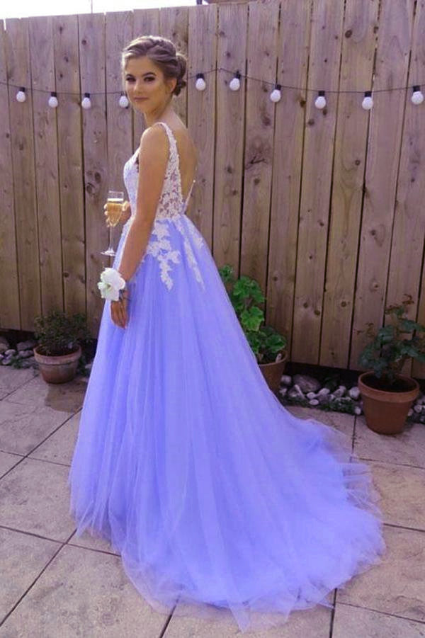 Beautiful Light Purple Tulle Dress, White Lace and Lavender Prom Dress Cutedressy Beautiful Light Purple Tulle Dress, White Lace and Lavender Prom Dress Cutedressy