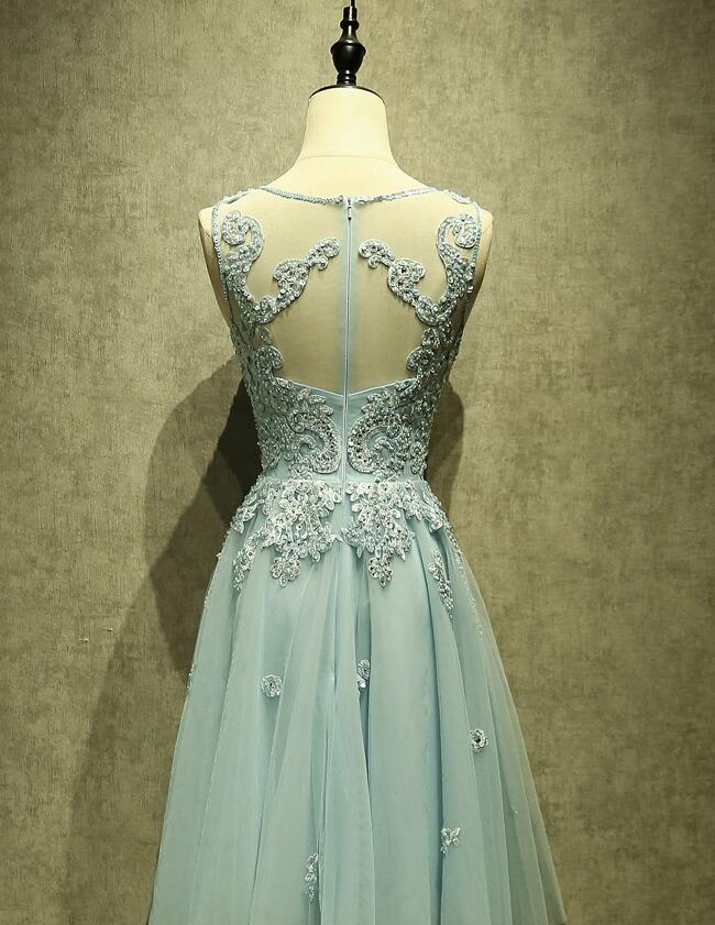 Mint Green Tulle Short Lace Beaded Knee Length Wedding Party Dress, Lo Cutedressy Mint Green Tulle Short Lace Beaded Knee Length Wedding Party Dress, Lo Cutedressy