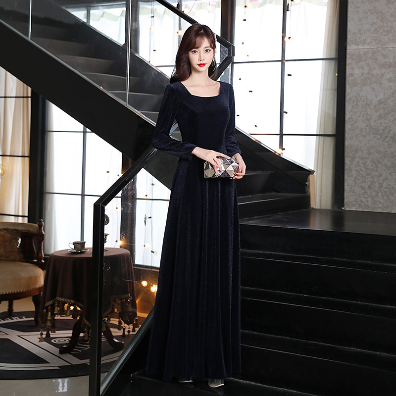 Navy Blue Long Floor Length Velvet Bridesmaid Dresses, Blue Evening Dr Cutedressy Navy Blue Long Floor Length Velvet Bridesmaid Dresses, Blue Evening Dr Cutedressy